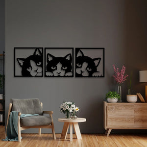 Geometric Cat Metal Wall Art | Modern Animal Decorative Wall Sculpture
