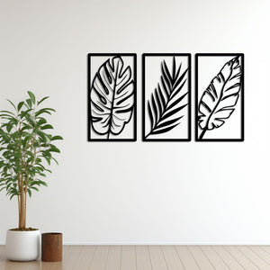 Triple Leaf Metal Wall Art | Decorative Botanical Wall Sculpture