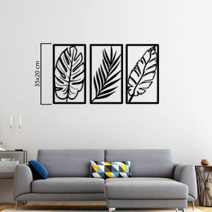 Triple Leaf Metal Wall Art | Decorative Botanical Wall Sculpture