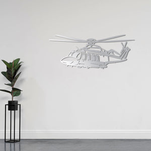 AW139 Helikopter Metal Duvar Dekoru Laser Artique