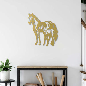 Mother & Foal Horse Metal Wall Art | Decorative Animal Wall Sculpture