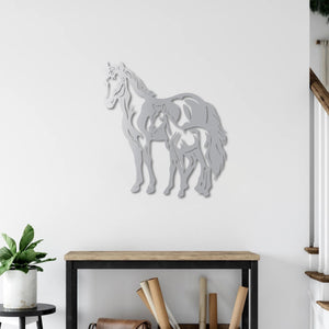 Mother & Foal Horse Metal Wall Art | Decorative Animal Wall Sculpture