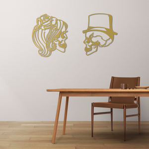 Love Skulls Metal Wall Art | Decorative Gothic Skull Wall Sculpture