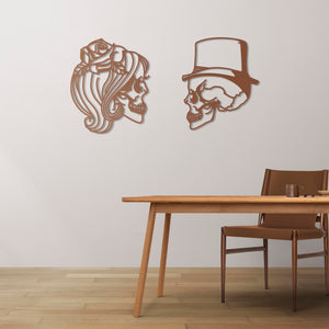 Love Skulls Metal Wall Art | Decorative Gothic Skull Wall Sculpture