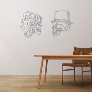 Love Skulls Metal Wall Art | Decorative Gothic Skull Wall Sculpture