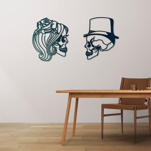 Love Skulls Metal Wall Art | Decorative Gothic Skull Wall Sculpture