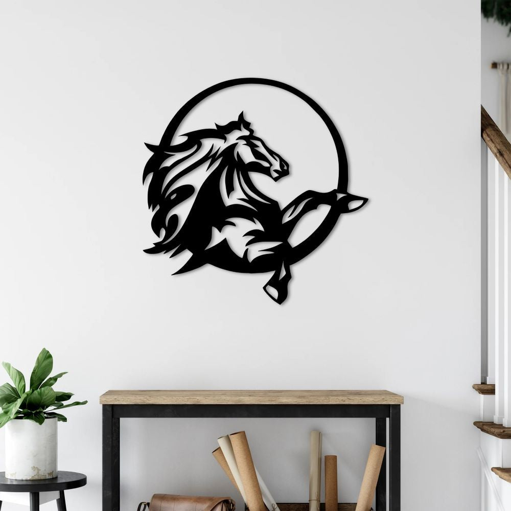 Noble Horse Metal Wall Art | Elegant Animal Decorative Wall Sculpture