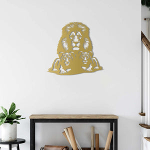 Lion Family Metal Wall Art | Decorative Animal Wall Sculpture