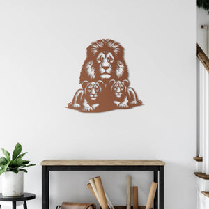 Lion Family Metal Wall Art | Decorative Animal Wall Sculpture