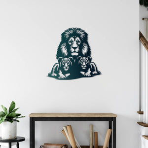 Lion Family Metal Wall Art | Decorative Animal Wall Sculpture