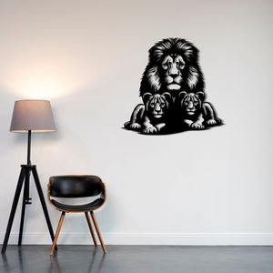 Lion Family Metal Wall Art | Decorative Animal Wall Sculpture