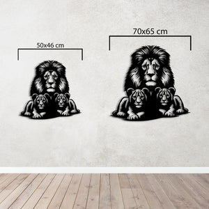 Lion Family Metal Wall Art | Decorative Animal Wall Sculpture