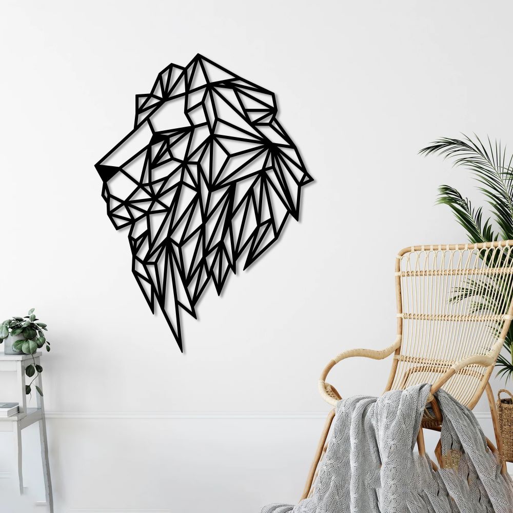 Elegant Geometric Lion Metal Wall Art | Modern Wall Sculpture Decor
