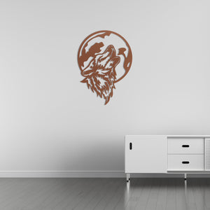Wolf in Moonlight Metal Wall Art | Decorative Animal Wall Sculpture