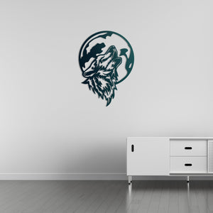 Wolf in Moonlight Metal Wall Art | Decorative Animal Wall Sculpture
