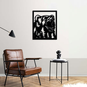 Roaring Forest Bear Metal Wall Art | Wildlife Wall Sculpture Decor