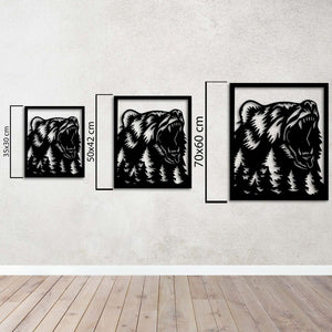 Roaring Forest Bear Metal Wall Art | Wildlife Wall Sculpture Decor