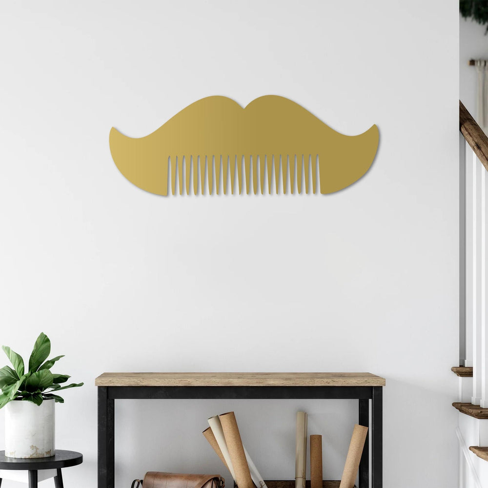 Comb Mustache Metal Wall Art | Barbershop Decorative Sculpture