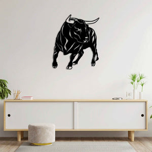 Powerful Bull Metal Wall Art | Decorative Animal Wall Sculpture Decor