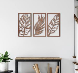 Triple Leaf Metal Wall Art | Decorative Botanical Wall Sculpture