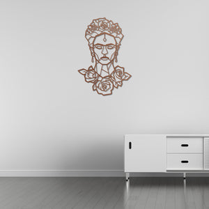 Frida Kahlo Queen of Flowers Metal Wall Art | Floral Wall Sculpture