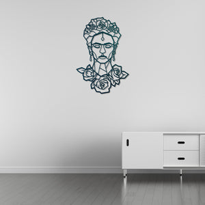 Frida Kahlo Queen of Flowers Metal Wall Art | Floral Wall Sculpture