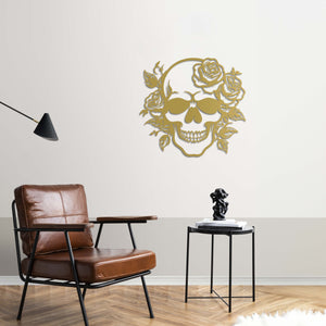 Floral Skull Metal Wall Art | Decorative Gothic Wall Sculpture