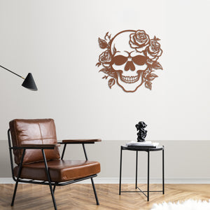 Floral Skull Metal Wall Art | Decorative Gothic Wall Sculpture