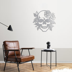 Floral Skull Metal Wall Art | Decorative Gothic Wall Sculpture