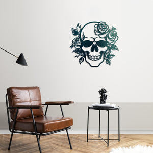 Floral Skull Metal Wall Art | Decorative Gothic Wall Sculpture