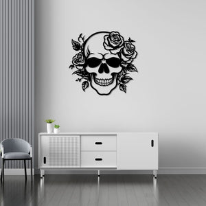 Floral Skull Metal Wall Art | Decorative Gothic Wall Sculpture