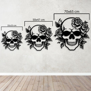 Floral Skull Metal Wall Art | Decorative Gothic Wall Sculpture