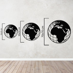 Triple Globe World Map Metal Wall Art | Decorative Map Wall Sculpture
