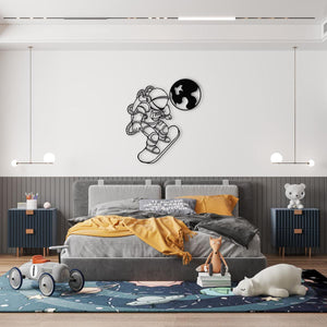 Galaxy Skateboard Metal Wall Art | Space-Themed Decorative Sculpture