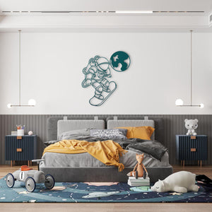 Galaxy Skateboard Metal Wall Art | Space-Themed Decorative Sculpture