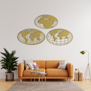 Global Perspective Metal World Map Wall Art | Decorative Sculpture