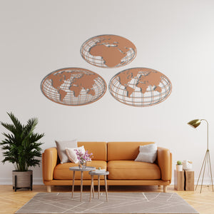 Global Perspective Metal World Map Wall Art | Decorative Sculpture