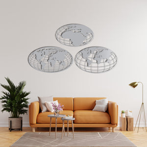 Global Perspective Metal World Map Wall Art | Decorative Sculpture