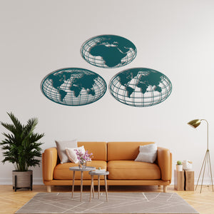 Global Perspective Metal World Map Wall Art | Decorative Sculpture