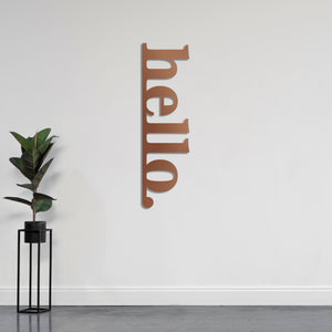 Vertical "Hello" Sign Metal Wall Art | Decorative Word Wall Decor