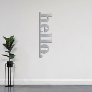 Vertical "Hello" Sign Metal Wall Art | Decorative Word Wall Decor