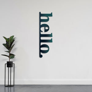 Vertical "Hello" Sign Metal Wall Art | Decorative Word Wall Decor