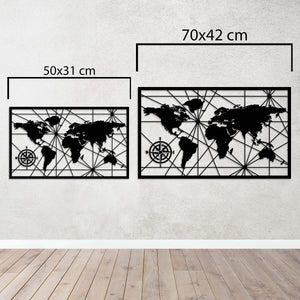 Exploration Routes World Map Metal Wall Art | Decorative Map Sculpture