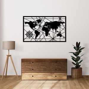 Exploration Routes World Map Metal Wall Art | Decorative Map Sculpture
