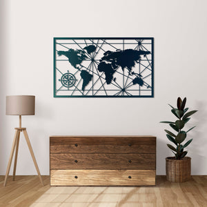Exploration Routes World Map Metal Wall Art | Decorative Map Sculpture