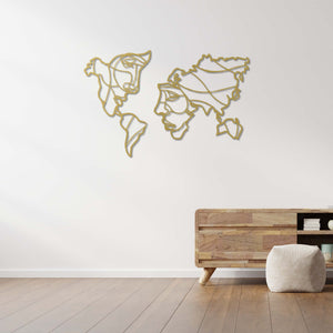 Faces of the World Artistic World Map Metal Wall Art | Wall Sculpture