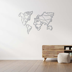 Faces of the World Artistic World Map Metal Wall Art | Wall Sculpture