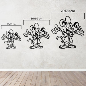 Happy Mouse Metal Wall Art | Playful Animal Decorative Sculpture
