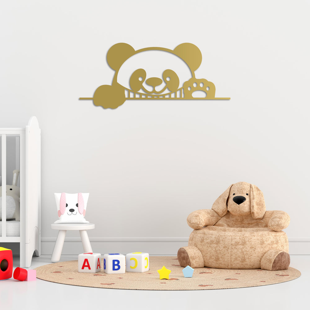 Curious Panda Metal Wall Art | Playful Animal Decorative Sculpture