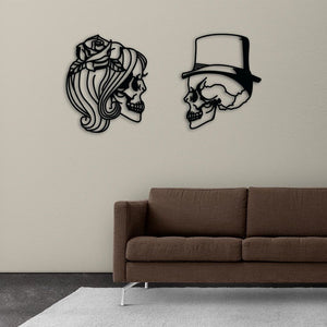 Love Skulls Metal Wall Art | Decorative Gothic Skull Wall Sculpture